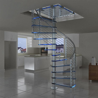 Flat 6002200mm Glas Spiraalvormige Treden met Roestvrij staalbalustrade