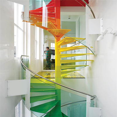 Flat 6002200mm Glas Spiraalvormige Treden met Roestvrij staalbalustrade