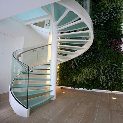 Flat 6002200mm Glas Spiraalvormige Treden met Roestvrij staalbalustrade