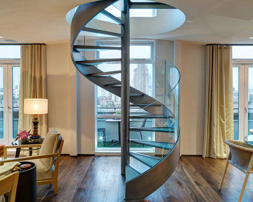 Binnen/Openlucht Moderne Staal Spiraalvormige Treden met Roestvrije Balustrade