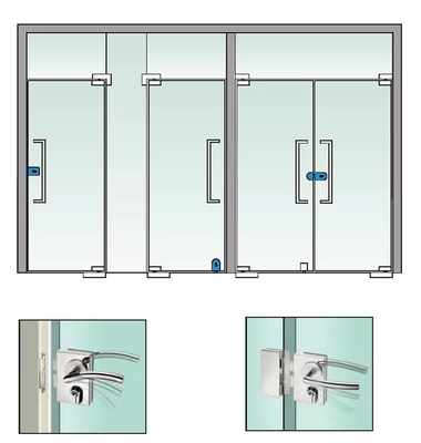 De Deur van het de Schommelingsglas van Frameless van de aluminiumlegering, Aangemaakte Commerciële Dubbele Glasdeur