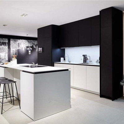 Luxe meubels Nieuwe ontwerpen Moderne keukenkastkast PVC-aanrechtblad
