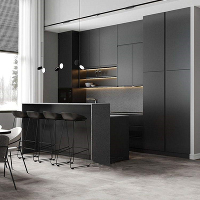 Luxe meubels Nieuwe ontwerpen Moderne keukenkastkast PVC-aanrechtblad