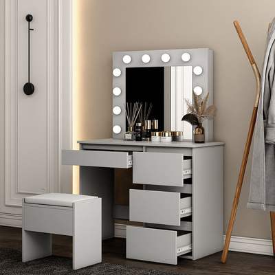 Meubilair make-up ijdelheid met spiegel, witte make-up cosmetische tafel