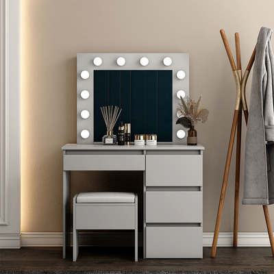Meubilair make-up ijdelheid met spiegel, witte make-up cosmetische tafel