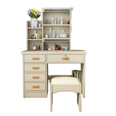 Eenvoudige make-up slaapkamer LED-spiegel witte kaptafel Praktisch multifunctioneel