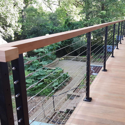 Roestvrijstalen kabeldraadbalustrade voor trappen / balkonleuning