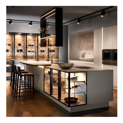 De recentste van het het Meubilairkwarts van het Douanehuis Lak van de de Teak Moderne Keukenkast eindigt