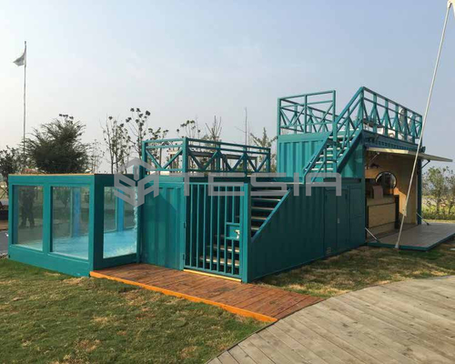 Van de Douane Prefab Modulair 20FT 40FT Container van de Tesiaindustrie het Huis Lichtgevend Zwembad
