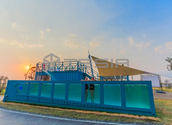 Van de Douane Prefab Modulair 20FT 40FT Container van de Tesiaindustrie het Huis Lichtgevend Zwembad