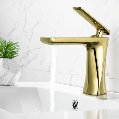 De sanitaire van de de Tapkranen Gouden Kleur van de Warenmixer van het het Handvatwater Enige Kranen van de het Bassingootsteen voor Badkamers