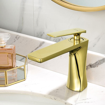 De sanitaire van de de Tapkranen Gouden Kleur van de Warenmixer van het het Handvatwater Enige Kranen van de het Bassingootsteen voor Badkamers
