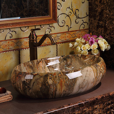 Luxe sanitaire artikelen Vintage Elegante kleurrijke toonbank badkamer wasbak Marmeren wasbekken