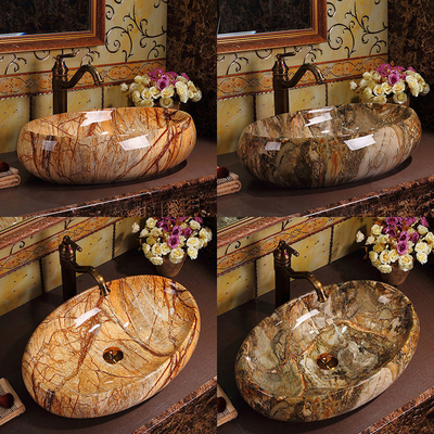 Luxe sanitaire artikelen Vintage Elegante kleurrijke toonbank badkamer wasbak Marmeren wasbekken