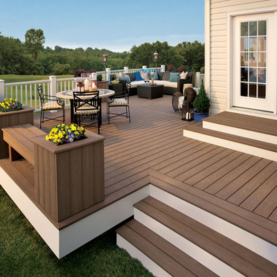 18mm Matt Plastic Wood Grain Flooring UV Bestand pvc Samengestelde Decking