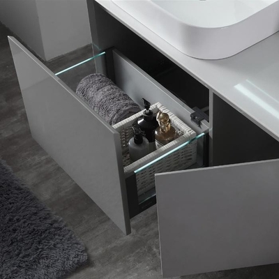 Warme Grey Customized Bathroom Cabinets-LEIDENE Lichte Spiegel de Ijdelheid van het 40 Duimbad