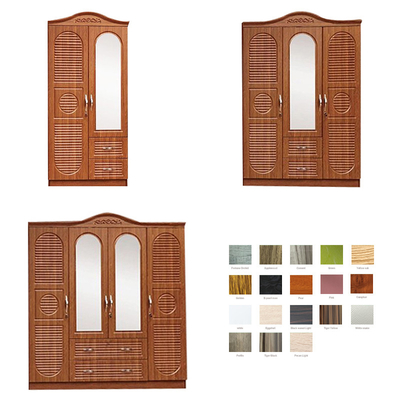 Pvc-MDF van de Textuur Multikleur Raadskast 2 3 4 Deurkast met Spiegel
