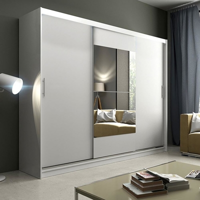 15mm MDF Grote Moderne Slaapkamer Houten Kast 3 Deur Glijdende Garderobe met Spiegel