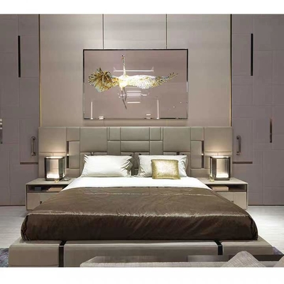 Hoge van de het Leerkoning van het Beëindigenhotel Echte het Roestvrije staalbedden van Size Bed Titanium