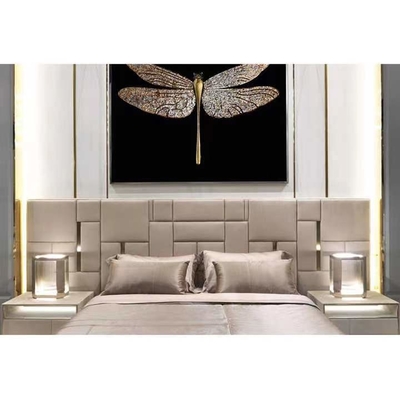 Hoge van de het Leerkoning van het Beëindigenhotel Echte het Roestvrije staalbedden van Size Bed Titanium