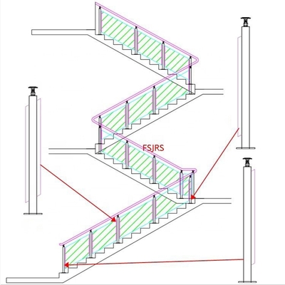 OEM het Glasbalustrade van het Balkonroestvrije staal met Houten Leuning