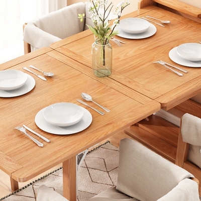 Rechthoek die het Verlengbare Eenvoudige Moderne Meubilair van Eettafel Vastgestelde Burlywood vouwen