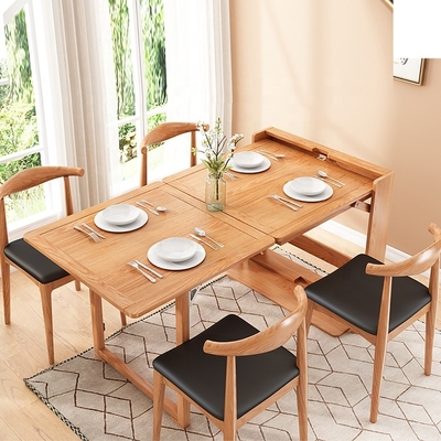 Rechthoek die het Verlengbare Eenvoudige Moderne Meubilair van Eettafel Vastgestelde Burlywood vouwen
