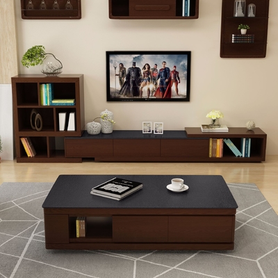 OEM ODM de Houten Marmeren Lijst van de Koffietafeltv Console met Opslagladen