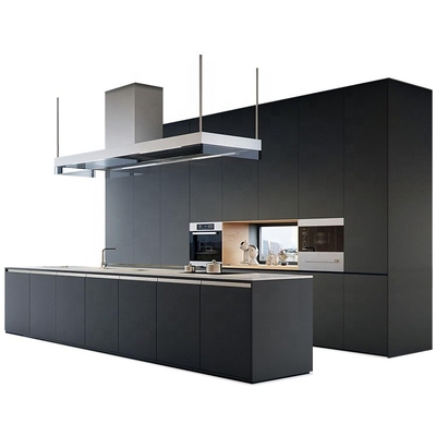 18mm E1 MDF de Grote Voorzijden van Eilandmatte black kitchen cabinets with Handleless