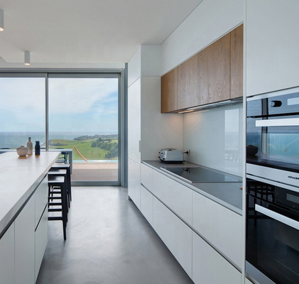 18mm E1 MDF de Grote Voorzijden van Eilandmatte black kitchen cabinets with Handleless