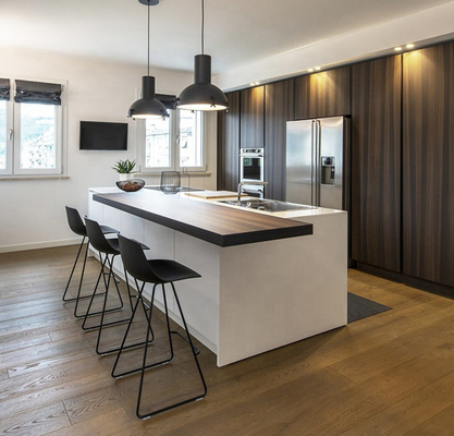 18mm E1 MDF de Grote Voorzijden van Eilandmatte black kitchen cabinets with Handleless