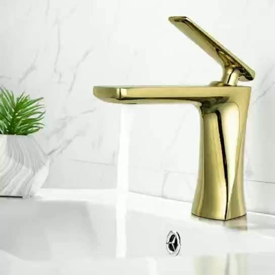 De sanitaire van de de Tapkranen Gouden Kleur van de Warenmixer van het het Handvatwater Enige Kranen van de het Bassingootsteen voor Badkamers