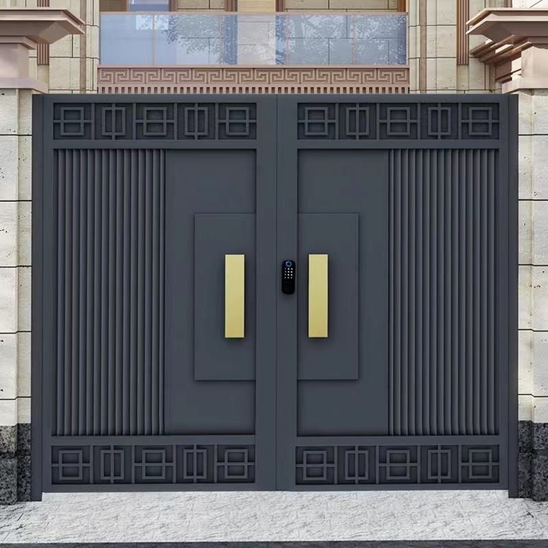 Buitenversiering Zwarte ingang Dubbele deur van roestvrij staal