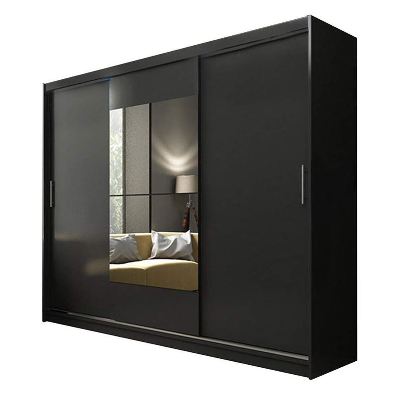 15mm MDF Grote Moderne Slaapkamer Houten Kast 3 Deur Glijdende Garderobe met Spiegel